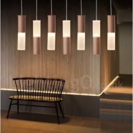 Luminária pendente de madeira moderna contemporânea com 7 luzes