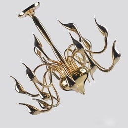 Lustre moderno 18 luzes G4 banhado a ouro