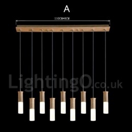 Luminária pendente de madeira moderna contemporânea com 9 luzes