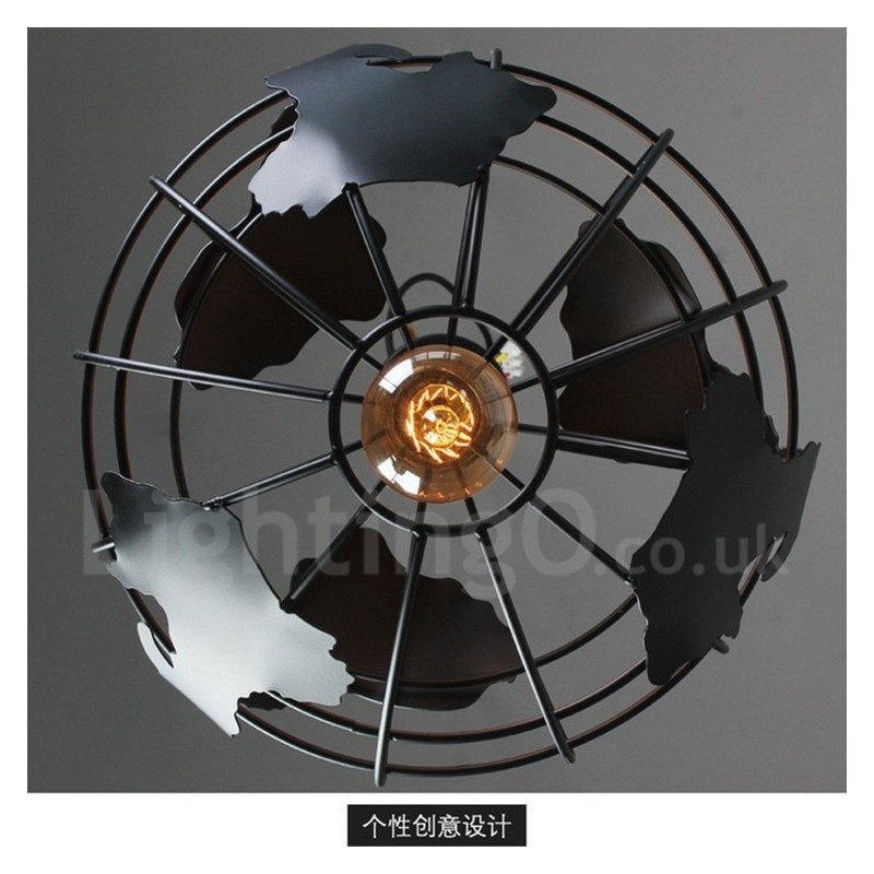Luminária pendente de metal Country Vintage Globe