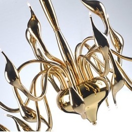 Lustre moderno 18 luzes G4 banhado a ouro