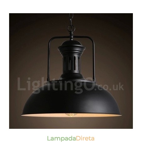 Luminária pendente de metal vintage country preta Luminária pendente de metal vintage country preta