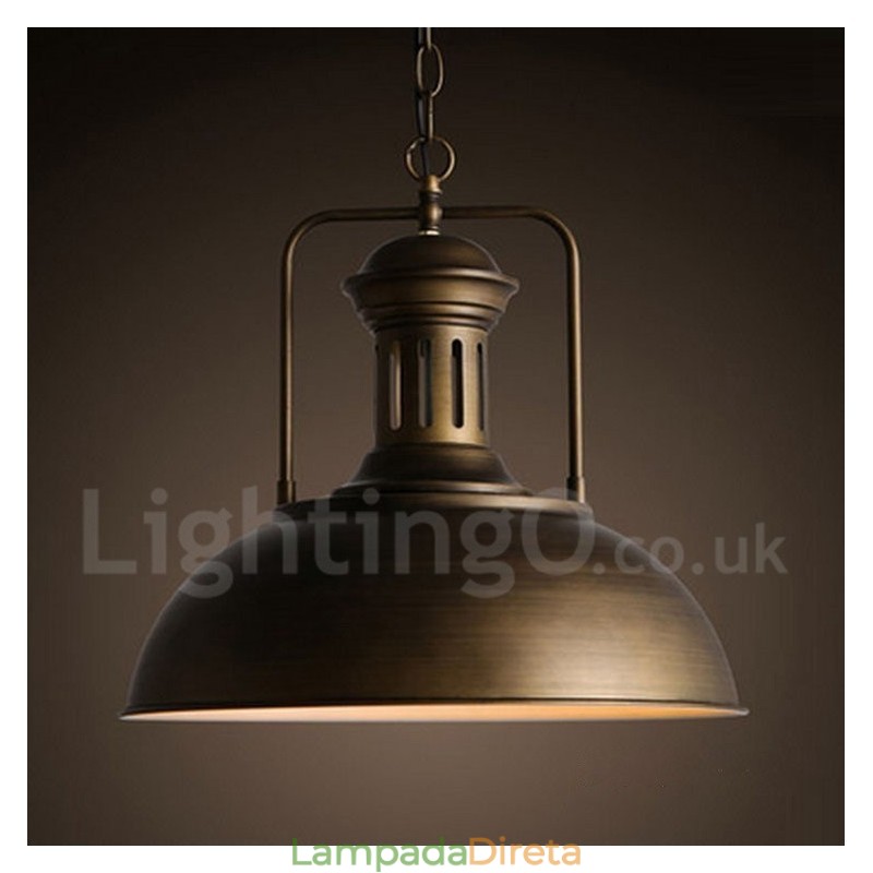 Luminária pendente de metal vintage country preta