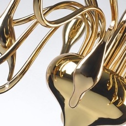 Lustre moderno 18 luzes G4 banhado a ouro