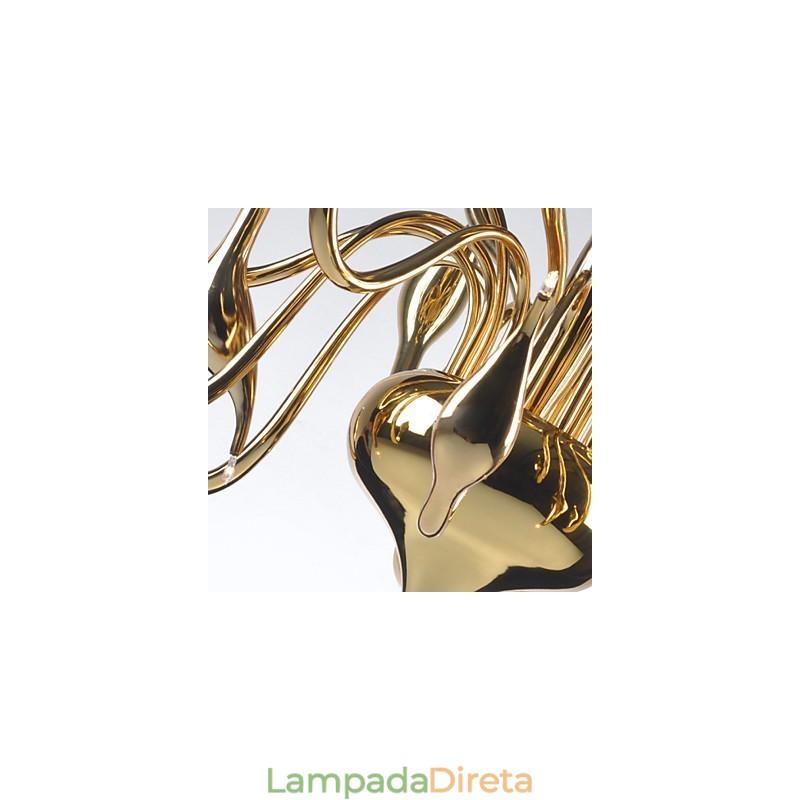 Lustre moderno 18 luzes G4 banhado a ouro