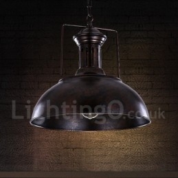 Luminária pendente de metal vintage country preta