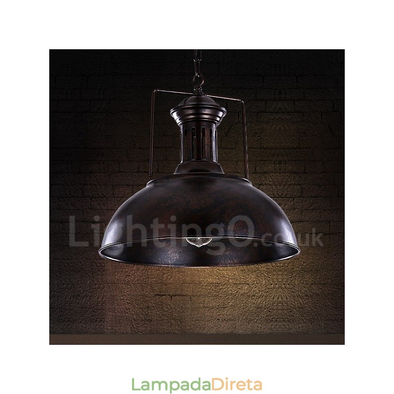Luminária pendente de metal vintage country preta