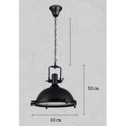 Luminária pendente de metal vintage preta