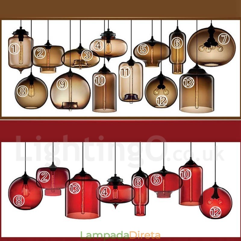 Moderno Contemporâneo Multi Cores 1 Luz de Vidro Pendente Luz