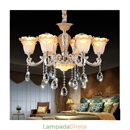 Luminária pendente de cristal retrô estilo europeu Luminária Americange