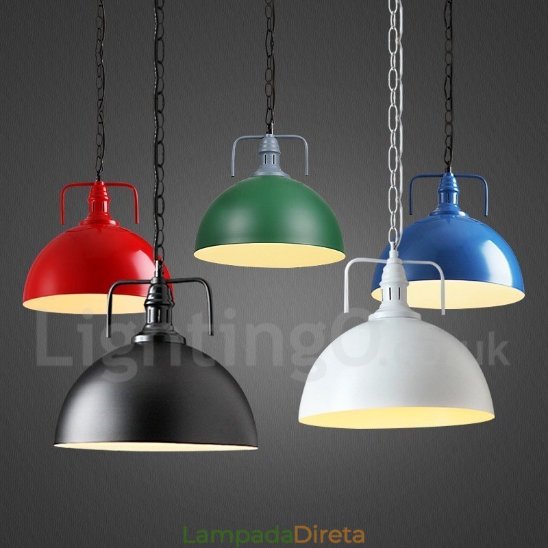 Luminária pendente de metal multicolorida vintage