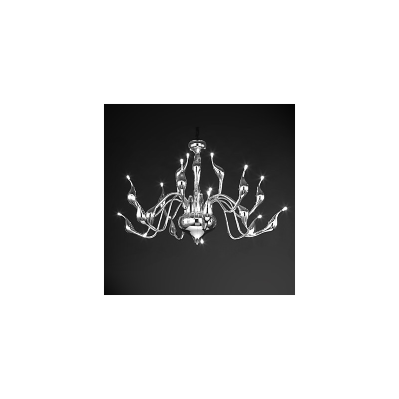 Lustre moderno 18 luzes G4 acabamento cromado