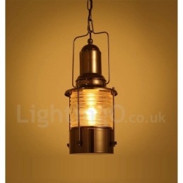 Retro Vintage 1 Luz Lanterna Cobre Pendente Luz