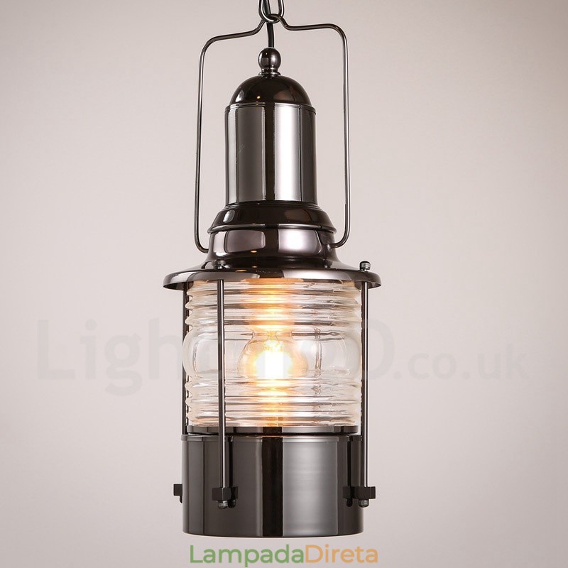 Retro Vintage 1 Luz Lanterna Cobre Pendente Luz