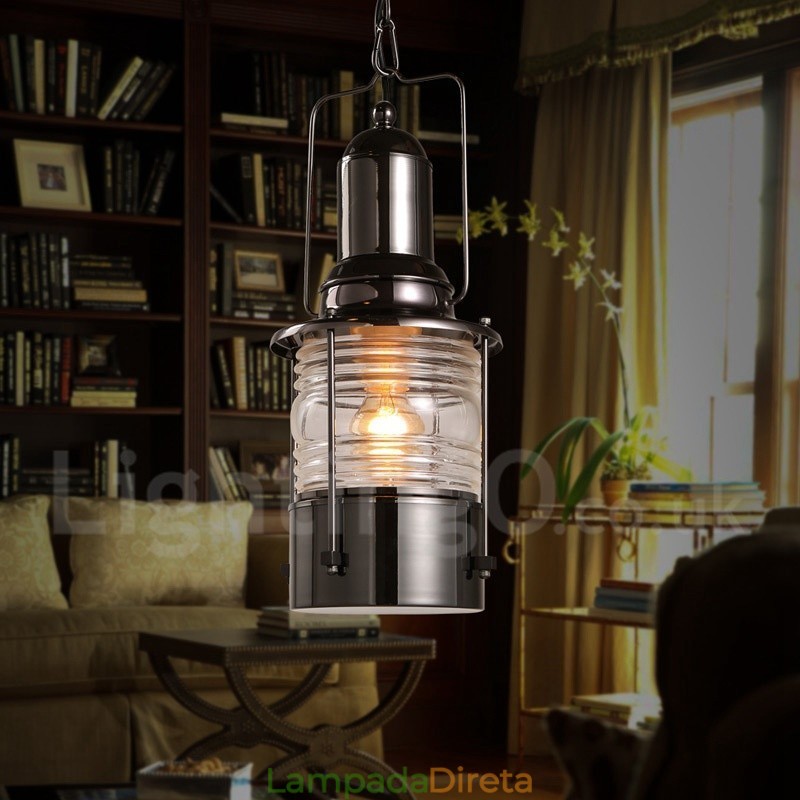 Retro Vintage 1 Luz Lanterna Cobre Pendente Luz