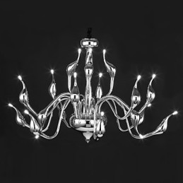 Lustre moderno 18 luzes G4 acabamento cromado