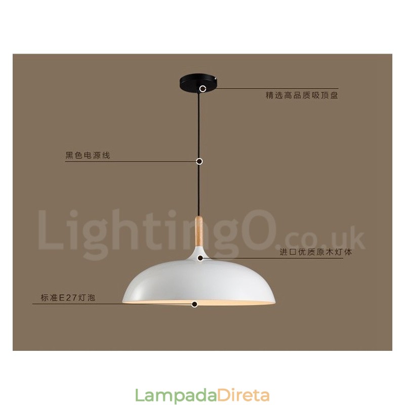 Quarto Moderno Contemporâneo 1 Luz Metal Pendente Luz