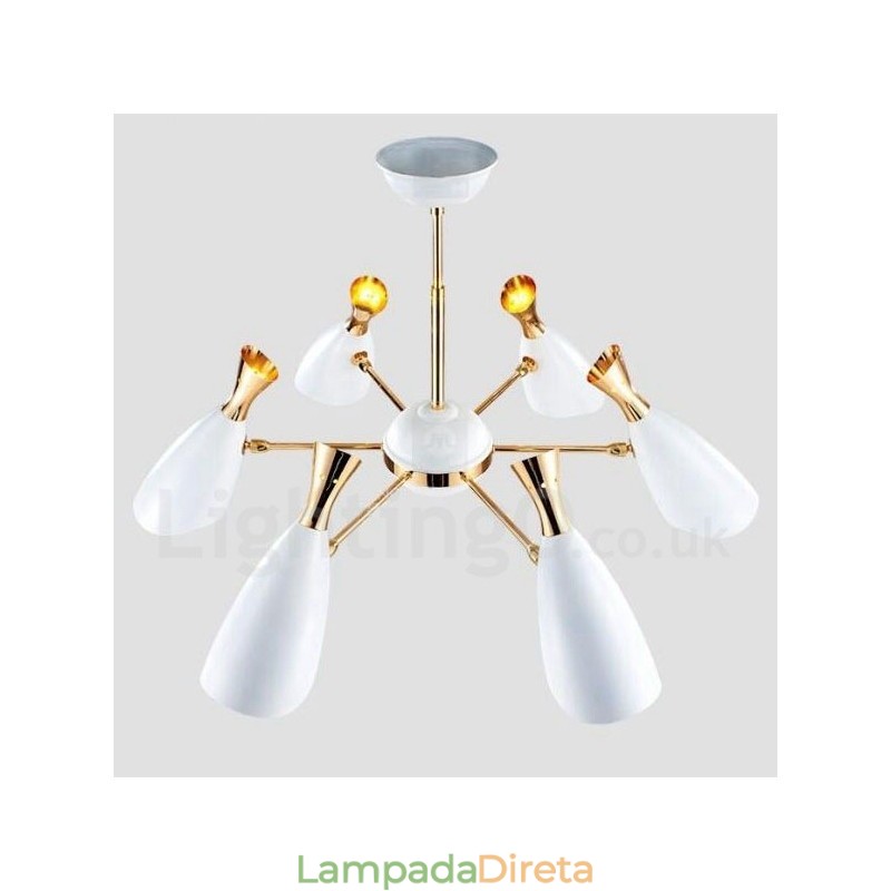 Lustre moderno contemporâneo de 6 luzes