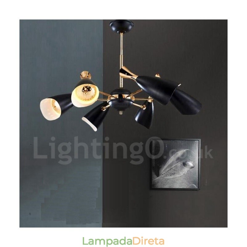 Lustre moderno contemporâneo de 6 luzes