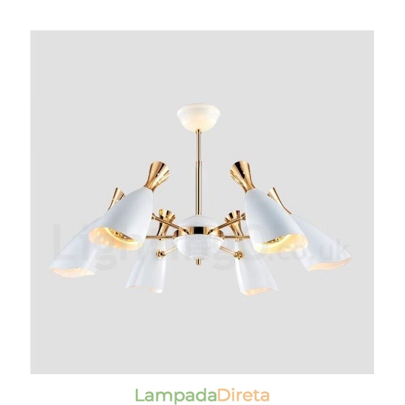 Lustre moderno contemporâneo de 6 luzes