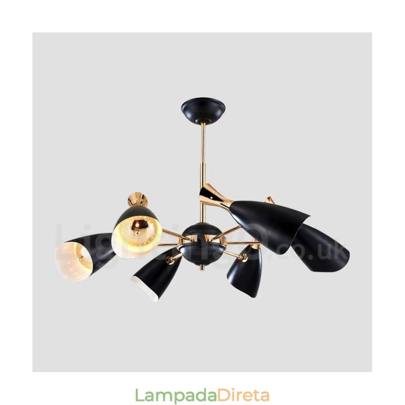 Lustre moderno contemporâneo de 6 luzes