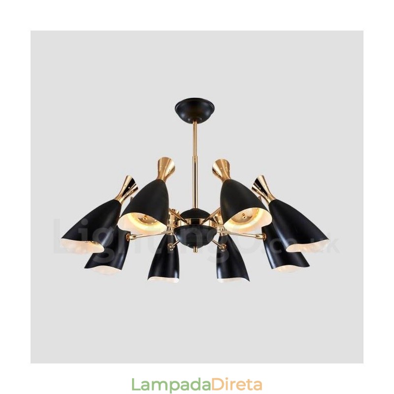 Lustre moderno contemporâneo de 8 luzes
