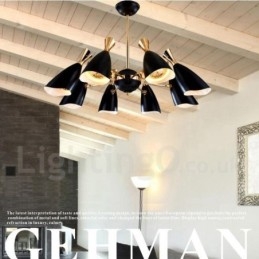 Lustre moderno contemporâneo de 8 luzes
