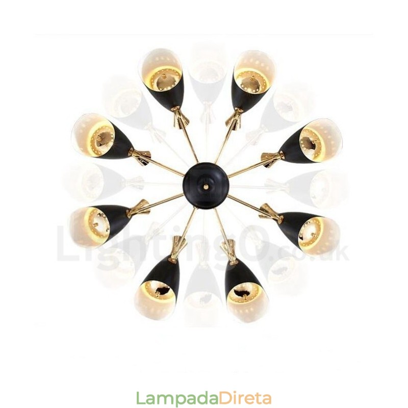 Lustre moderno contemporâneo de 8 luzes