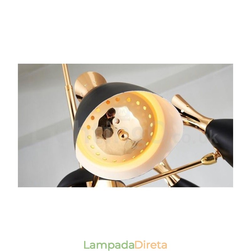 Lustre moderno contemporâneo de 8 luzes