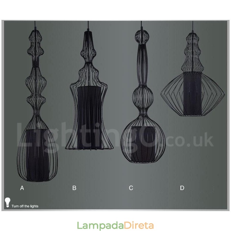 Luminária pendente em forma de vaso de metal vintage country