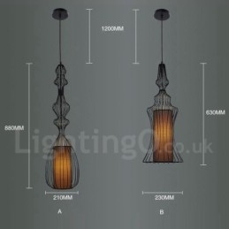 Luminária pendente em forma de vaso de metal vintage country