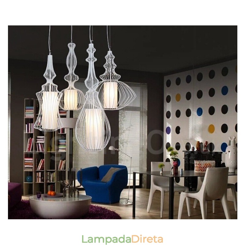 Luminária pendente em forma de vaso de metal vintage country