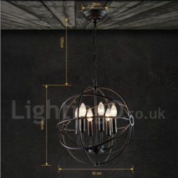 Luminária pendente vintage de globo de metal com 6 luzes