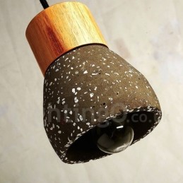 Luminária pendente moderna contemporânea de concreto com 1 luz de madeira
