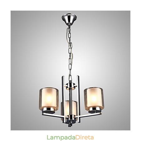 Lustre de ferro galvanizado com cúpula de vidro, lâmpada de iluminação de vela clássica, 3 cabeças Lustre de ferro galvanizado com cúpula de vidro, lâmpada de iluminação de vela clássica, 3 cabeças