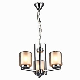 Lustre de ferro galvanizado com cúpula de vidro, lâmpada de iluminação de vela clássica, 3 cabeças
