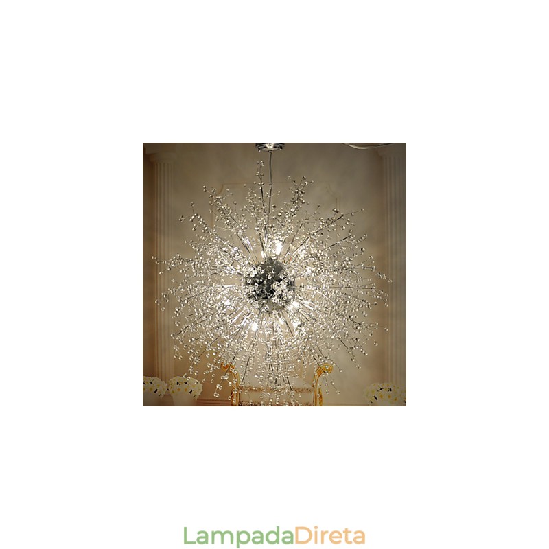 Globo de lanterna moderno, cristal, cromado, metal, montagem embutida