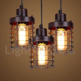 1 Luz Retro Vintage Cobre Pendente Luz