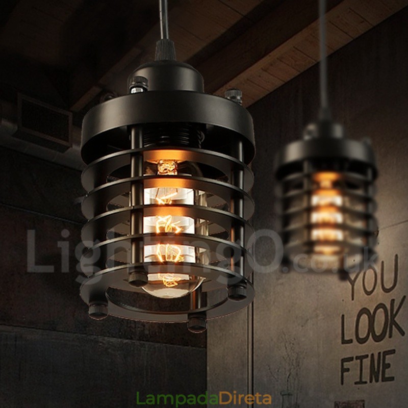 1 Luz Retro Vintage Cobre Pendente Luz