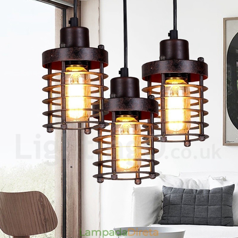 1 Luz Retro Vintage Cobre Pendente Luz
