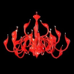 Lustre moderno 24 luzes G4 pintura vermelha