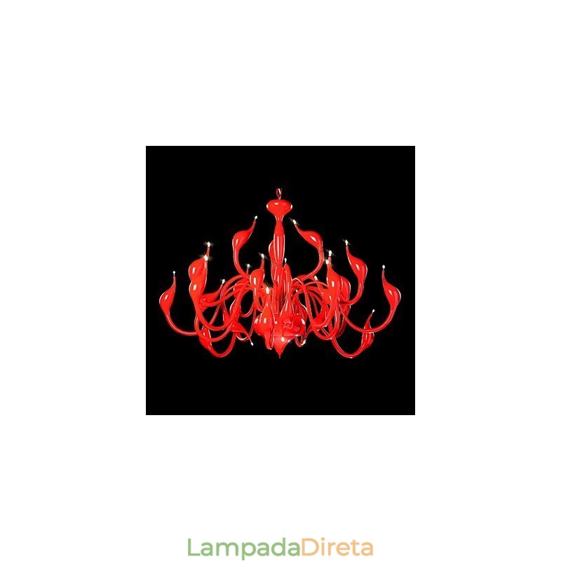 Lustre moderno 24 luzes G4 pintura vermelha