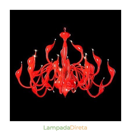 Lustre moderno 24 luzes G4 pintura vermelha Lustre moderno 24 luzes G4 pintura vermelha