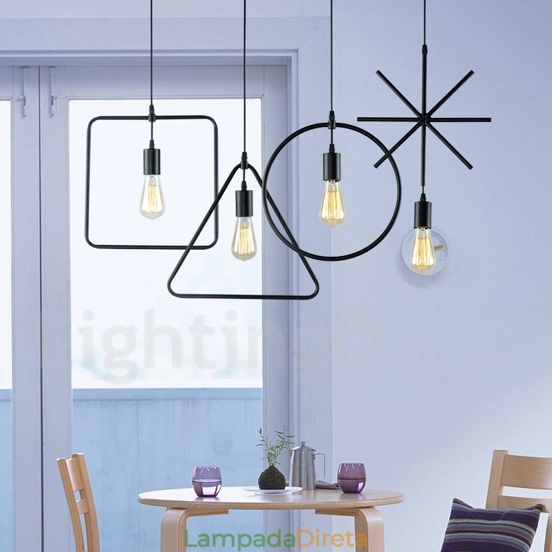 Luminária pendente moderna contemporânea de metal com 1 luz