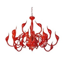 Lustre moderno 24 luzes G4 pintura vermelha