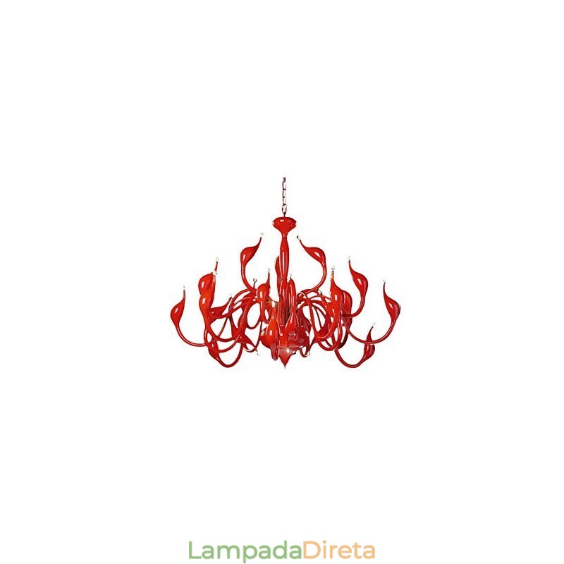 Lustre moderno 24 luzes G4 pintura vermelha