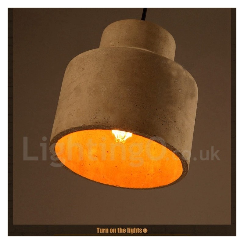 Luminária pendente moderna contemporânea de concreto com luz única