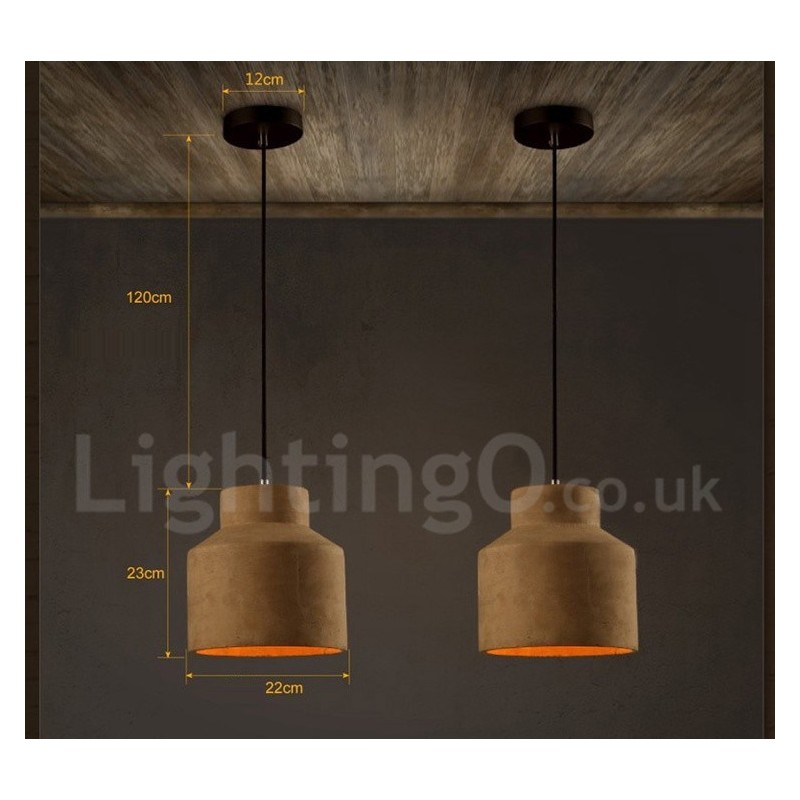 Luminária pendente moderna contemporânea de concreto com luz única