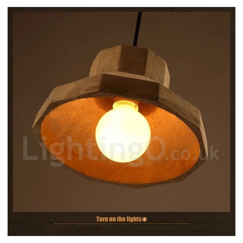 Luminária pendente moderna contemporânea de concreto com luz única