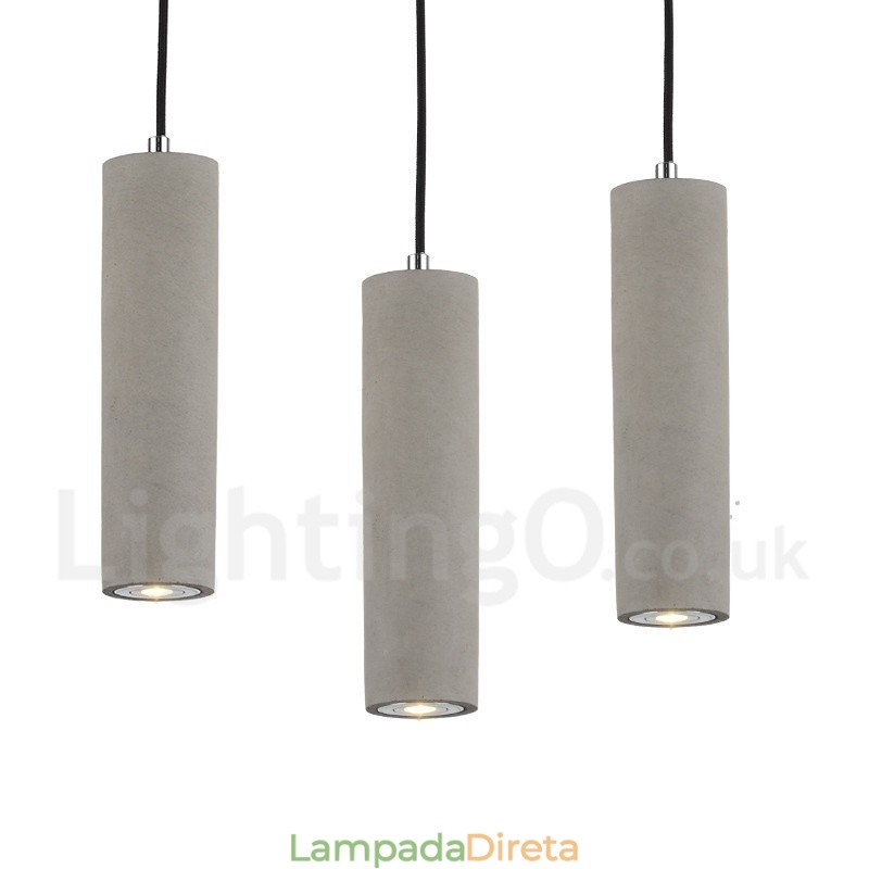 Luminária pendente moderna contemporânea de concreto com 1 luz